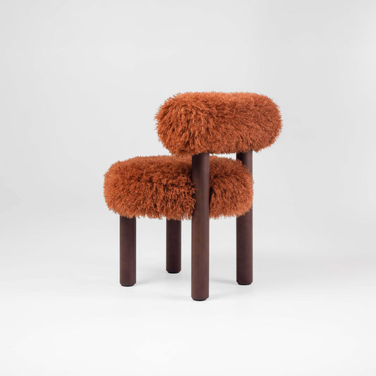 Gropius CS2 Fluffy Edition by Noom, designed by Kateryna Sokolova, brown flock accent chair for stylish interiors.
