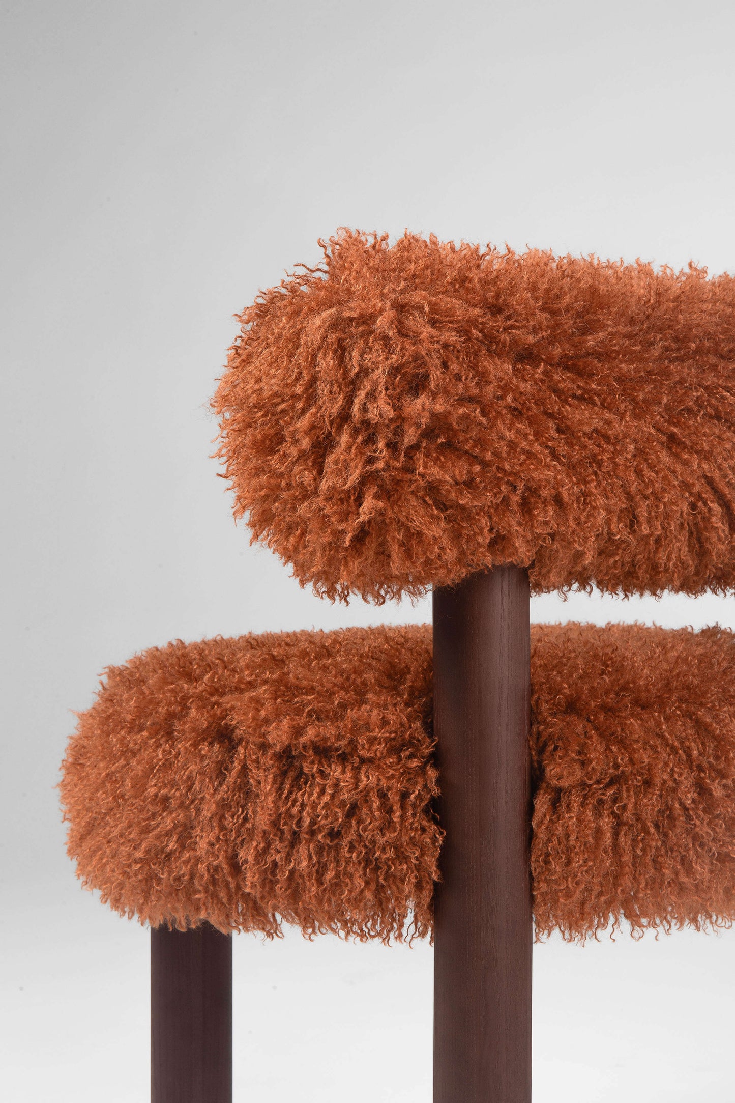 Gropius CS2 Fluffy Edition chair detail with soft textured upholstery and wooden legs by Noom home, designed by Kateryna Sokolova.