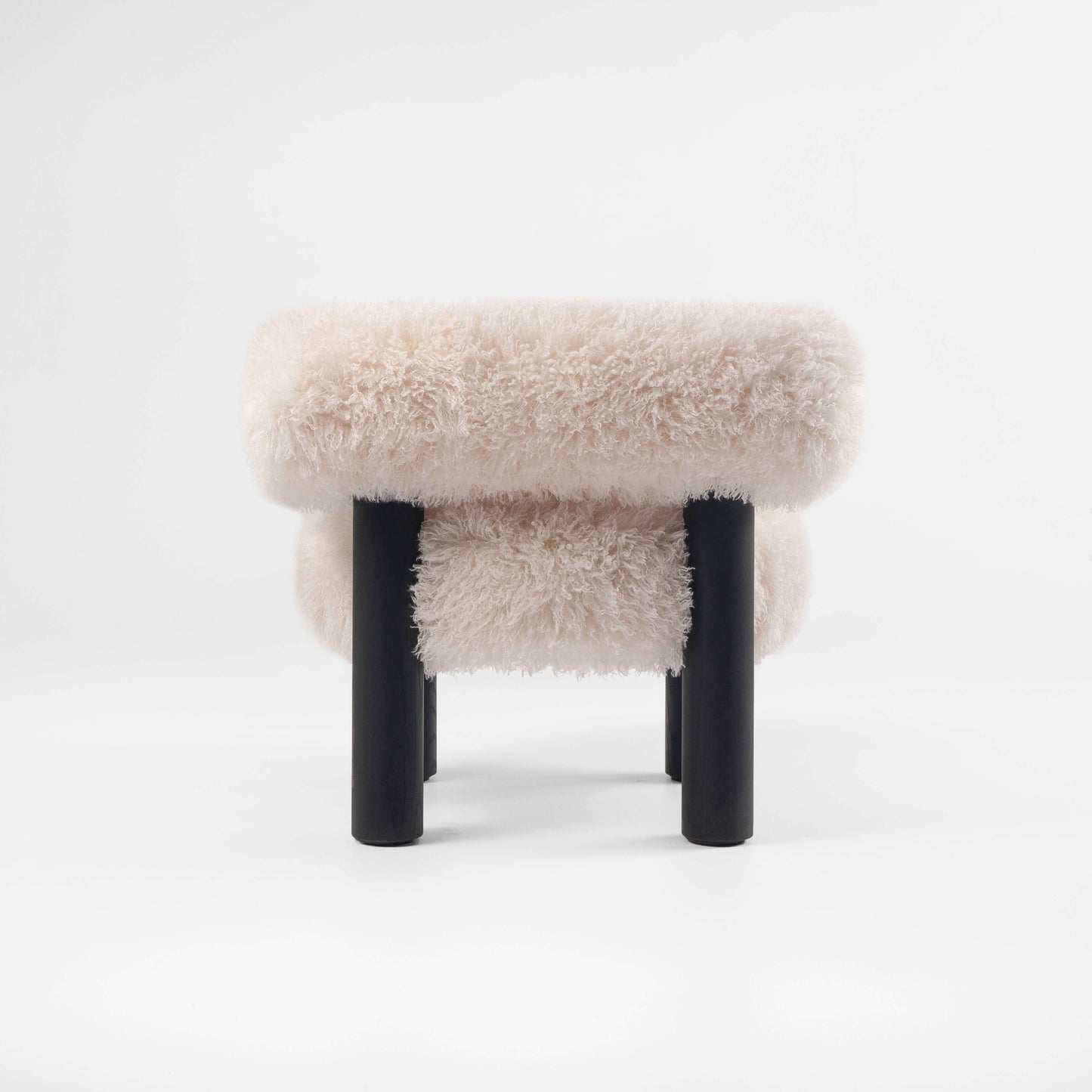 Gropius Low Chair CS2 Fluffy Edition by Noom, designed by Kateryna Sokolova, showcasing luxurious fluffy texture and sleek design.