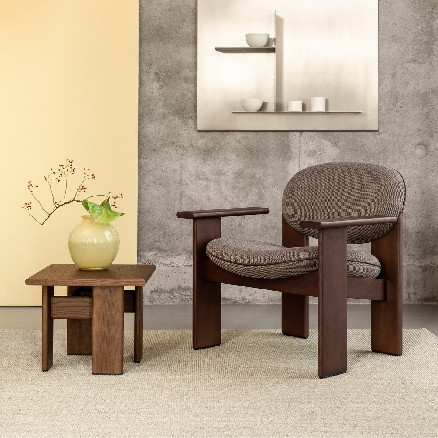 Archipen Lounge Chair in a modern interior setting, featuring unique ash wood and a sculptural design by Noom.