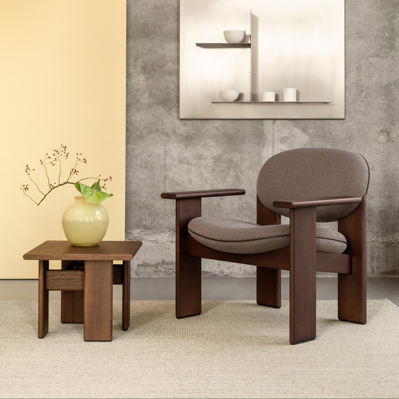 Archipen Lounge Chair in a modern interior setting, featuring unique ash wood and a sculptural design by Noom.