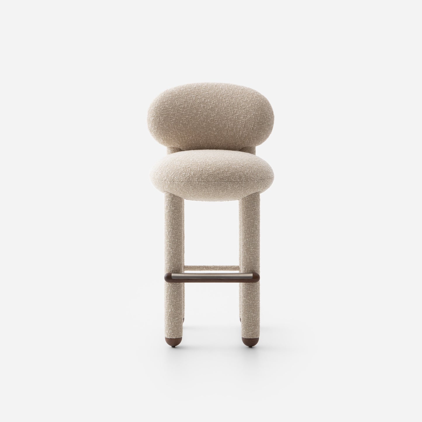 Modern designer Flock CS1 bar stool by Noom, featuring a soft seat and curved back for comfort and style.