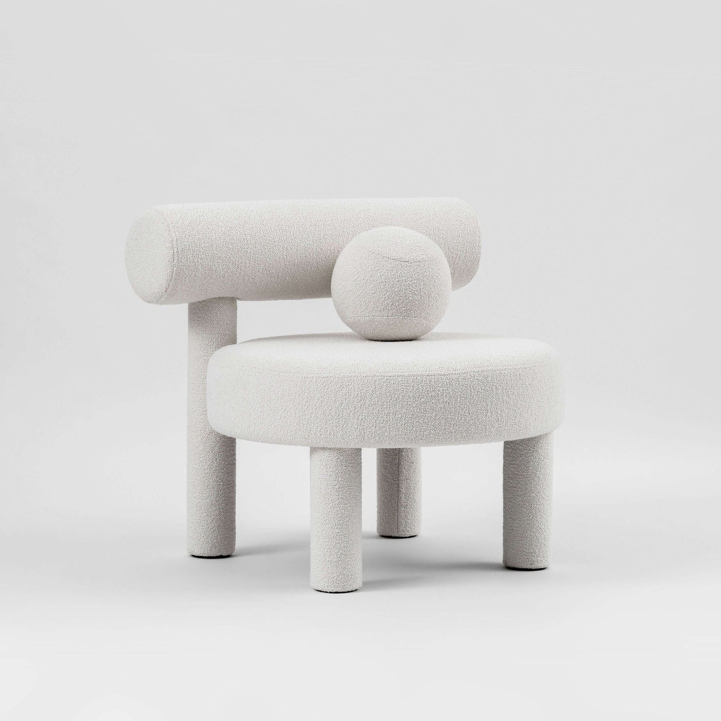 Gropius Low Chair CS1 by Noom, modern flock chair design celebrating Bauhaus, crafted by Kateryna Sokolova for home interiors.